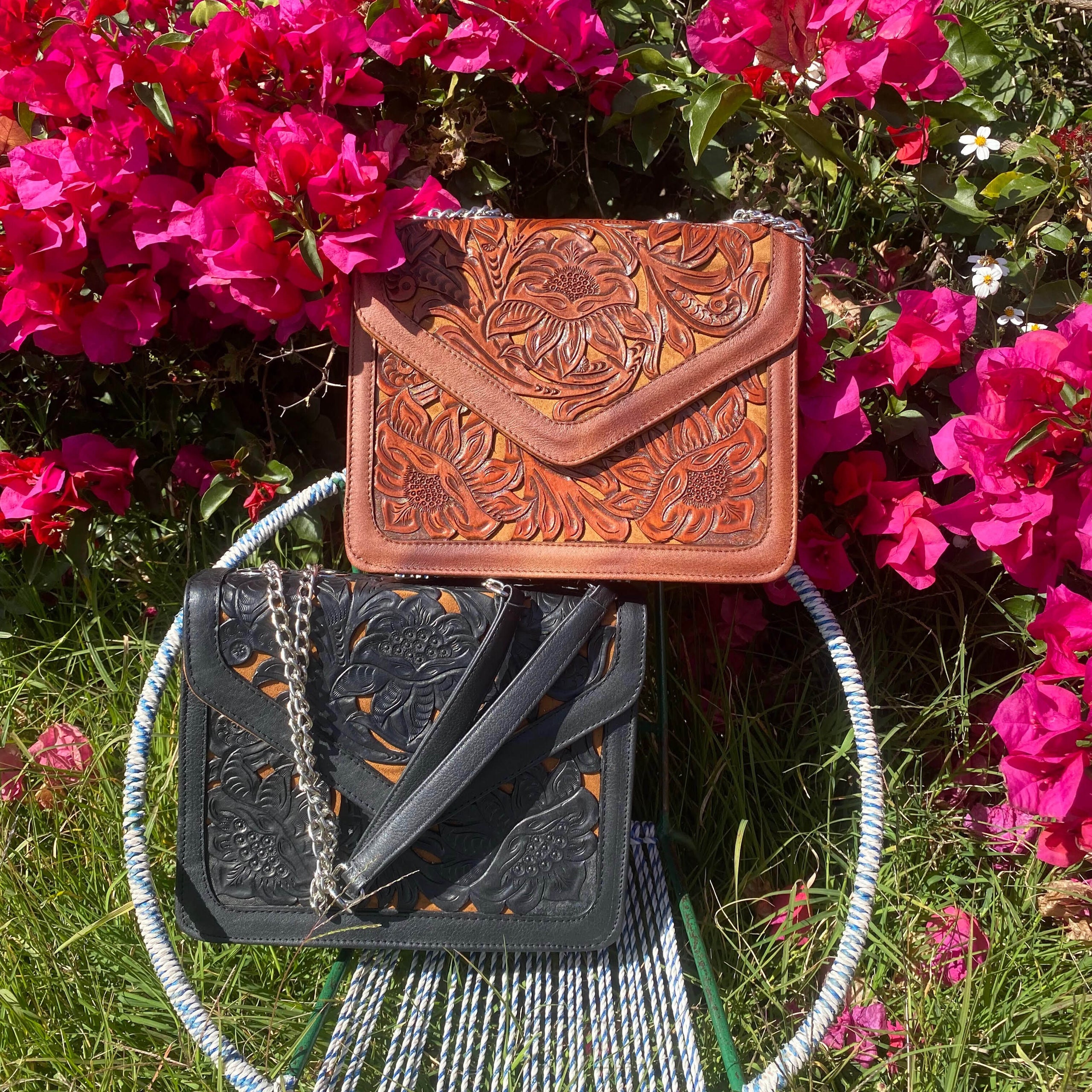 Hand tooled hotsell leather bag