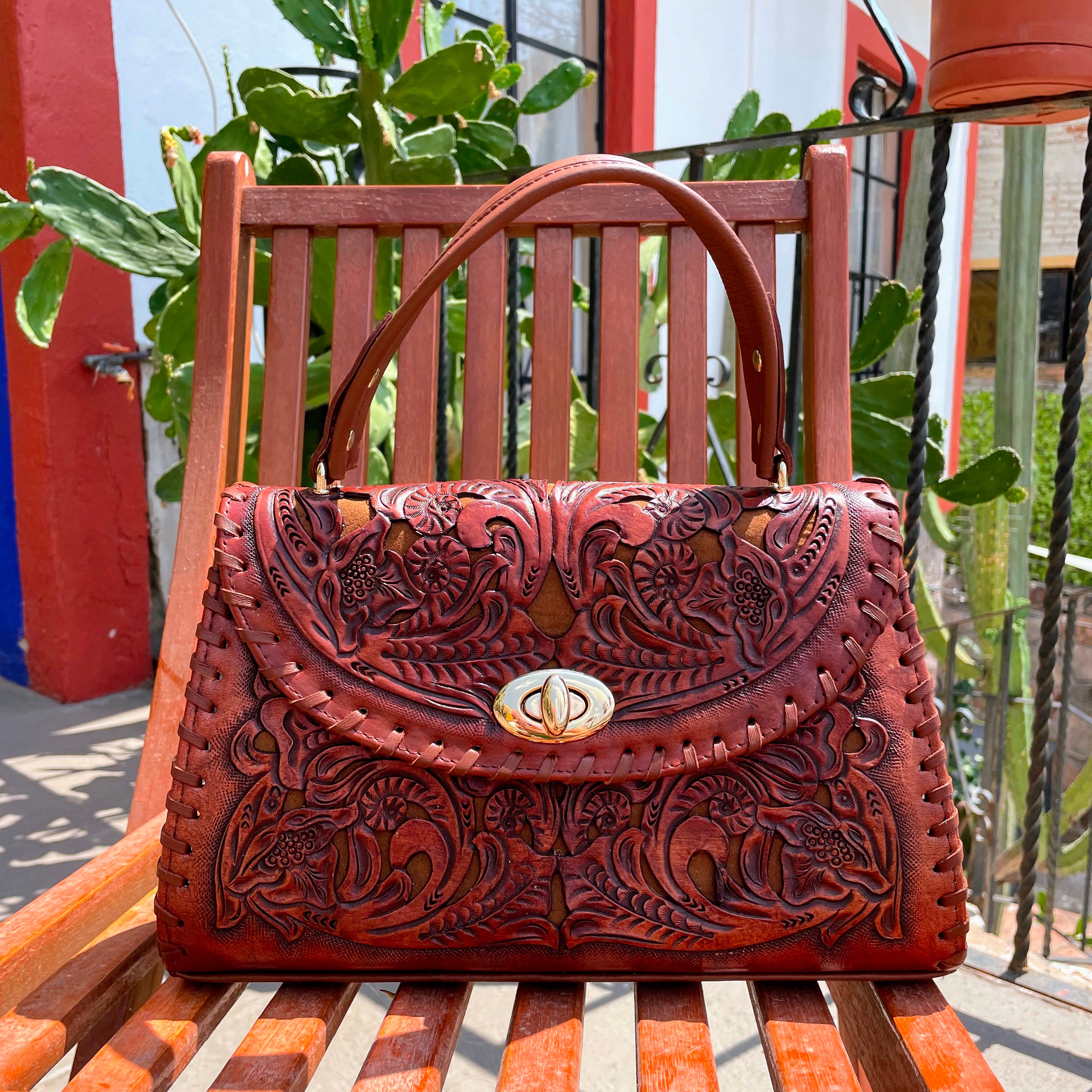 Natural Hand Tooled Leather Purse – Songbird Boutique